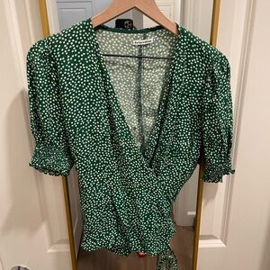 Reformation Poire Green Floral Top M